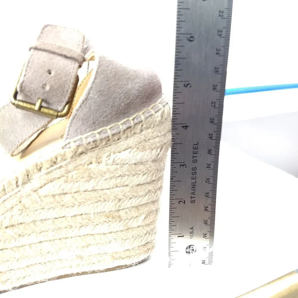 Soludos Positano Platform Rope Wedge Sandals Espadrilles Suede Leather Size 7.5